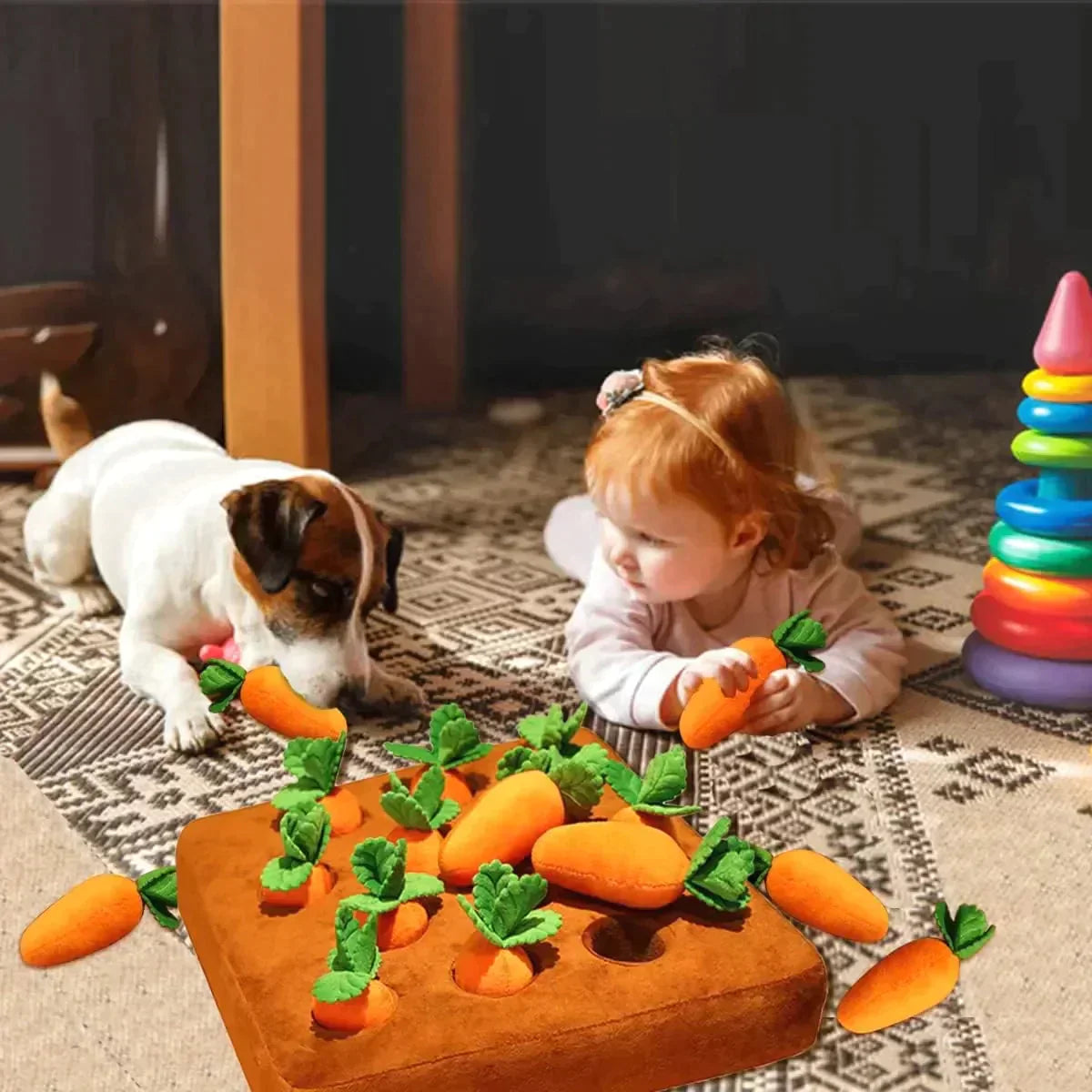 Carrot Farm Interactive Plush Dog Toy